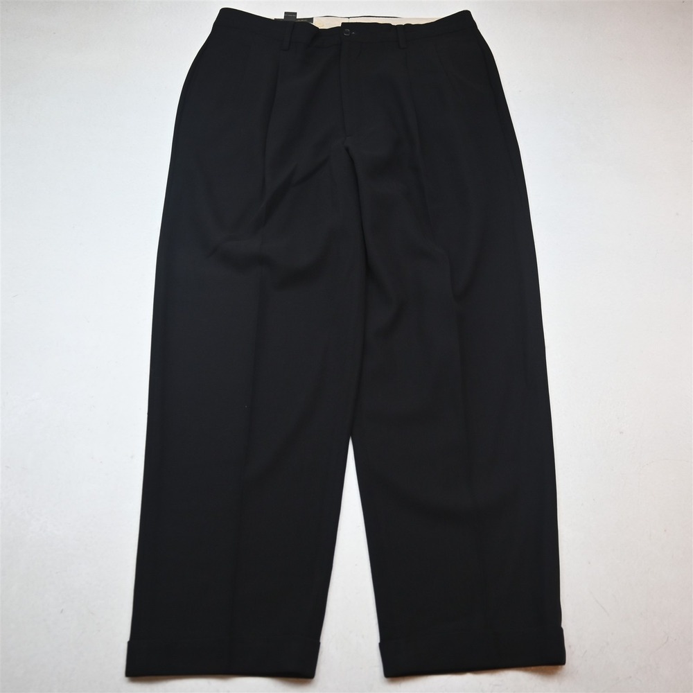 Vtg Italy Banana Republic 34x30 Black 100% Wool Pleated High Waist Baggy Pants